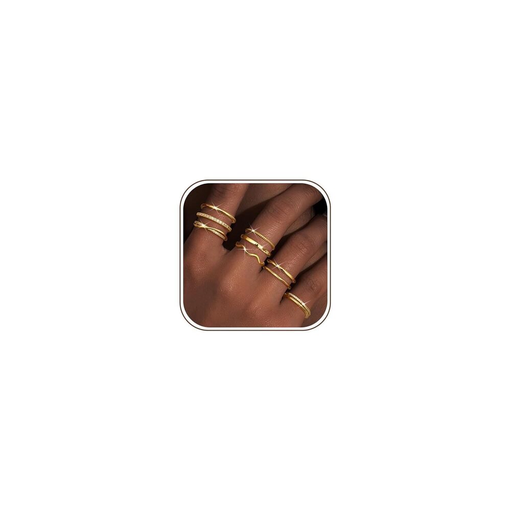 Adjustable Stackable Gold Rings for Women Non Tarnish